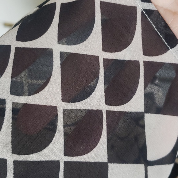 💐 Vintage 80s NEW YORK & COMPANY Dress Ivory Black Rust Tie Waist SIZE 12 - Picture 8 of 8